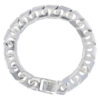 Silver Patterned Fancy Bracelet 8" By Icesia