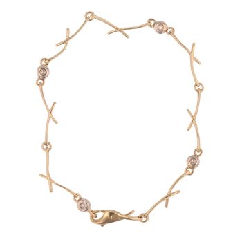 9ct Yellow Gold 0.05ct Diamond Bracelet 7"