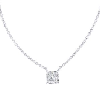 9ct White Gold Princess Diamond Halo Necklace
