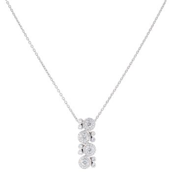 18ct White Gold 1.15ct Brilliant Cut Diamond Cluster Pendant And Chain 16"