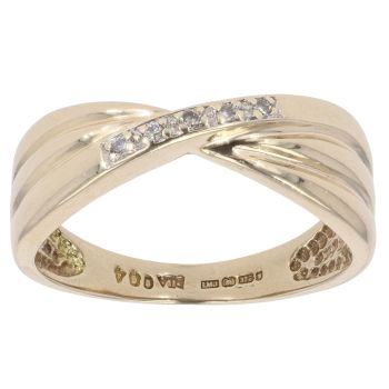 9ct Yellow Gold 0.05ct Diamond Crossover Ring
