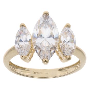 14ct Yellow Gold Cubic Zirconia Three Stone Ring