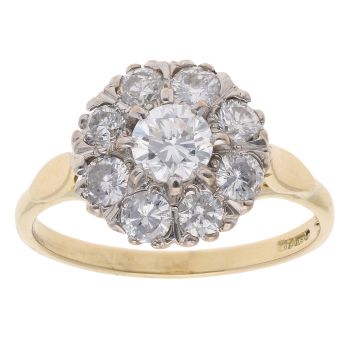 18ct Yellow Gold 1.50ct Diamond Cluster Ring