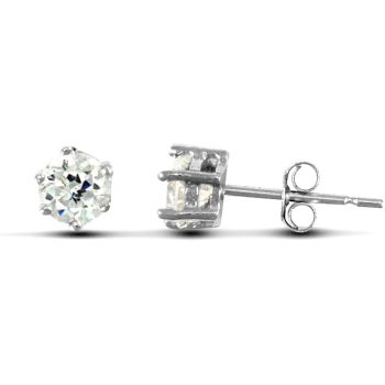 9ct White Gold Claw Set Cubic Zirconia Studs