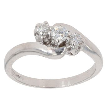 18ct White Gold 0.30ct Brilliant Cut Diamond Trilogy Ring
