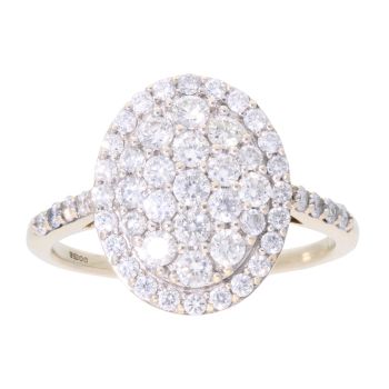 9ct Yellow Gold 1.00ct Diamond Cluster Ring