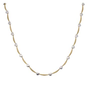 14ct Yellow And White Gold Heart Chain 16"