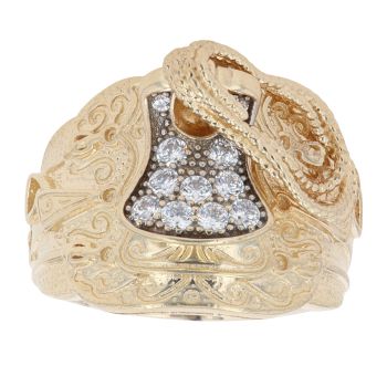 9ct Yellow Gold Cubic Zirconia Saddle Ring