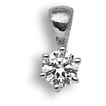 18 Carat White Gold 20pt 6 Claw Diamond Solitaire Pendant