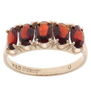 9ct Yellow Gold Five Stone Garnet Ring