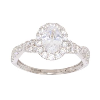 9ct White Gold Cubic Zirconia Ring