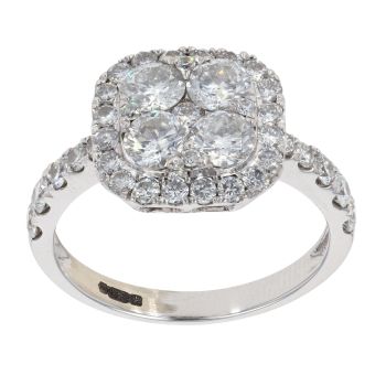 14ct White Gold 2.00ct Diamond Cluster Ring