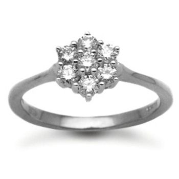18 Carat White Gold 50pts 7 Stone Cluster Diamond Ring