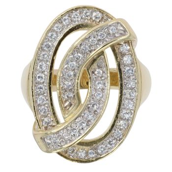 14ct Yellow Gold 0.75ct Diamond Fancy Crossover Ring