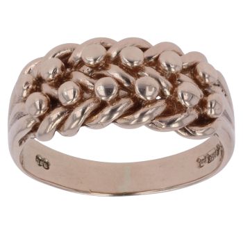 9ct Yellow Gold Two Row Keeper Ring