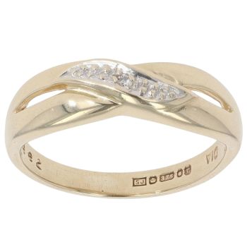 9ct Yellow Gold 0.01ct Diamond Crossover Ring