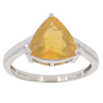 9ct White Gold 0.02ct Diamond and Citrine Solitaire Ring