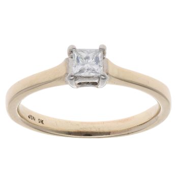9ct Yellow Gold 0.20ct Princess Cut Diamond Solitaire Ring