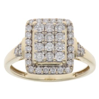 9ct Yellow Gold 0.90ct Brilliant Cut Diamond Cluster Ring