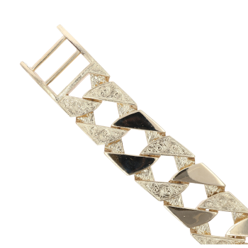9ct Yellow Gold Patterned Curb Bracelet 9.5"
