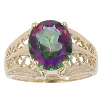 9ct Yellow Gold Mystic Topaz Single Stone Ring
