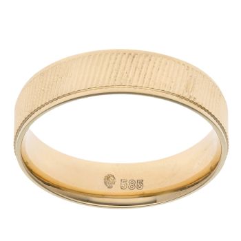 14ct Yellow Gold Striped 6mm Wedding Band