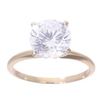14ct Yellow Gold Cubic Zirconia Solitaire Ring
