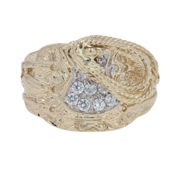 9ct Yellow Gold Cubic Zirconia Saddle Ring