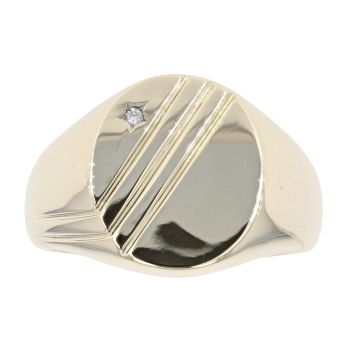 9ct Yellow Gold 0.05ct Diamond Signet Ring