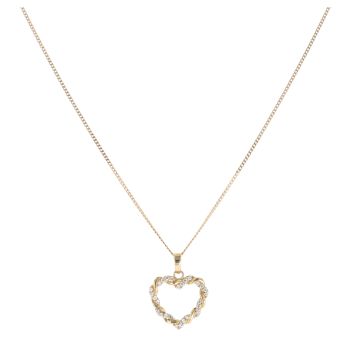 9ct Yellow And White Gold Cubic Zirconia Twist Heart Pendant And Chain 24"
