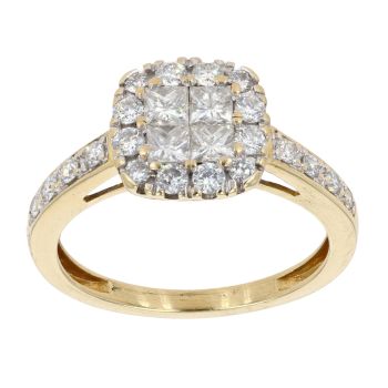 18ct Yellow Gold 0.87ct Diamond Cluster Ring