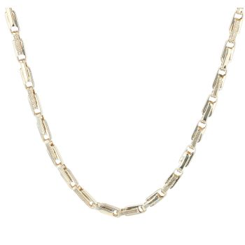 14ct Yellow Gold Greek Key Bar Link Chain 22"