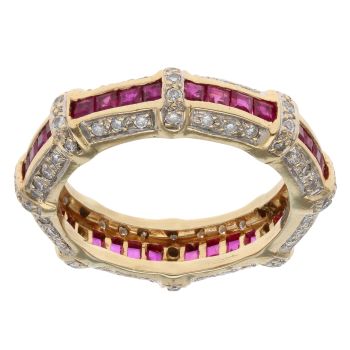 18ct Yellow Gold 0.40ct Diamond And Ruby Fancy Ring