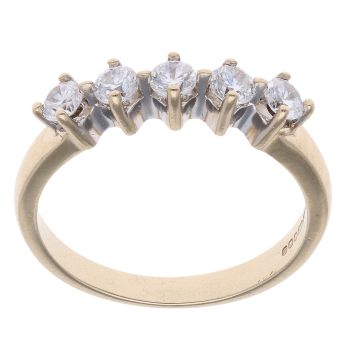 9ct Yellow Gold Five stone Cubic Zirconia Ring