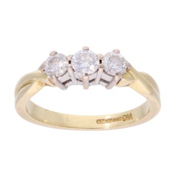 18ct Yellow Gold 0.50ct Diamond Trilogy Ring