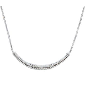 18ct White Gold 2.75ct Brilliant Cut Diamond Two Row Necklace 16"