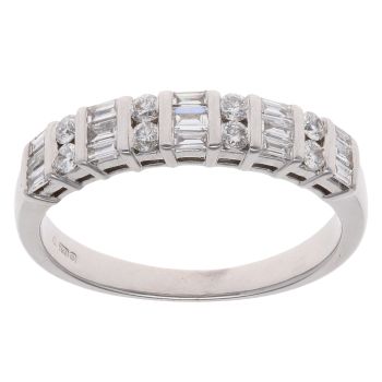 18ct White Gold 0.50ct Brilliant And Baguette Cut Diamond Fancy Ring