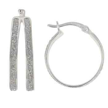 Silver Duo Moon Dust Hoop Earrings by Icesia
