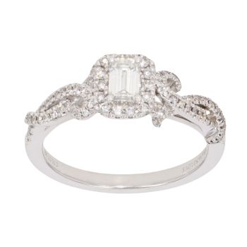 Vera Wang 18ct White Gold 0.70ct Emerald and Brilliant Cut Diamond Cluster Ring