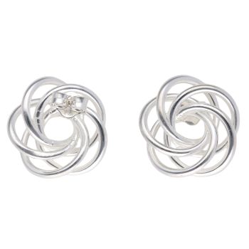 Silver Flat Swirl Knot Stud Earrings