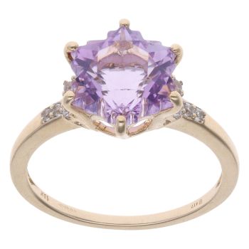9ct Yellow Gold Amethyst and White Zircon Snowflake Dress Ring