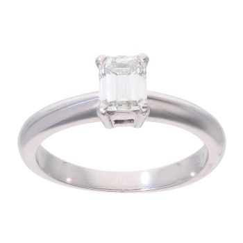 Platinum 0.50ct Emerald Cut Solitaire Diamond Ring