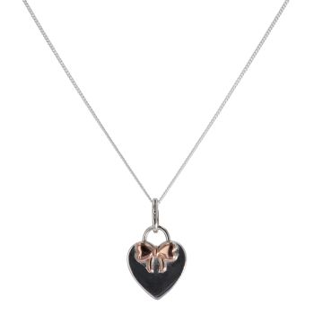 Silver Heart And Bow Pendant And Chain 18" By Icesia
