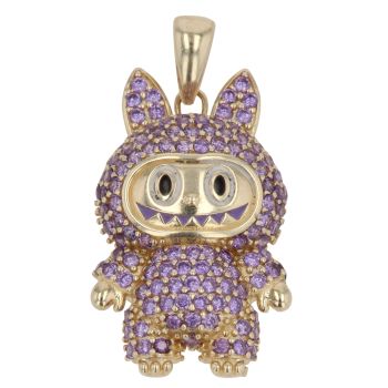 14ct Yellow Gold Purple Gemstone Bunny Pendant