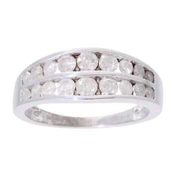 9ct White Gold 1.00ct Diamond Two Row Ring