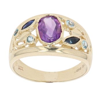 9ct Yellow Gold Multi Gemstone Ring