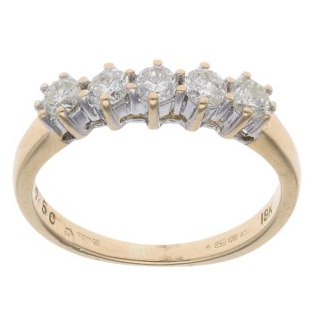 18ct Yellow Gold 0.50ct Brilliant Cut Diamond Half Eternity Ring