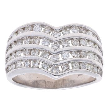 9ct White Gold 1.30ct Brilliant Cut Diamond Fancy Four Row Ring