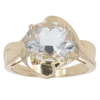 9ct Yellow Gold Cubic Zirconia Solitaire Twist Ring