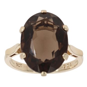 9ct Yellow Gold Smoky Quartz Solitaire Ring